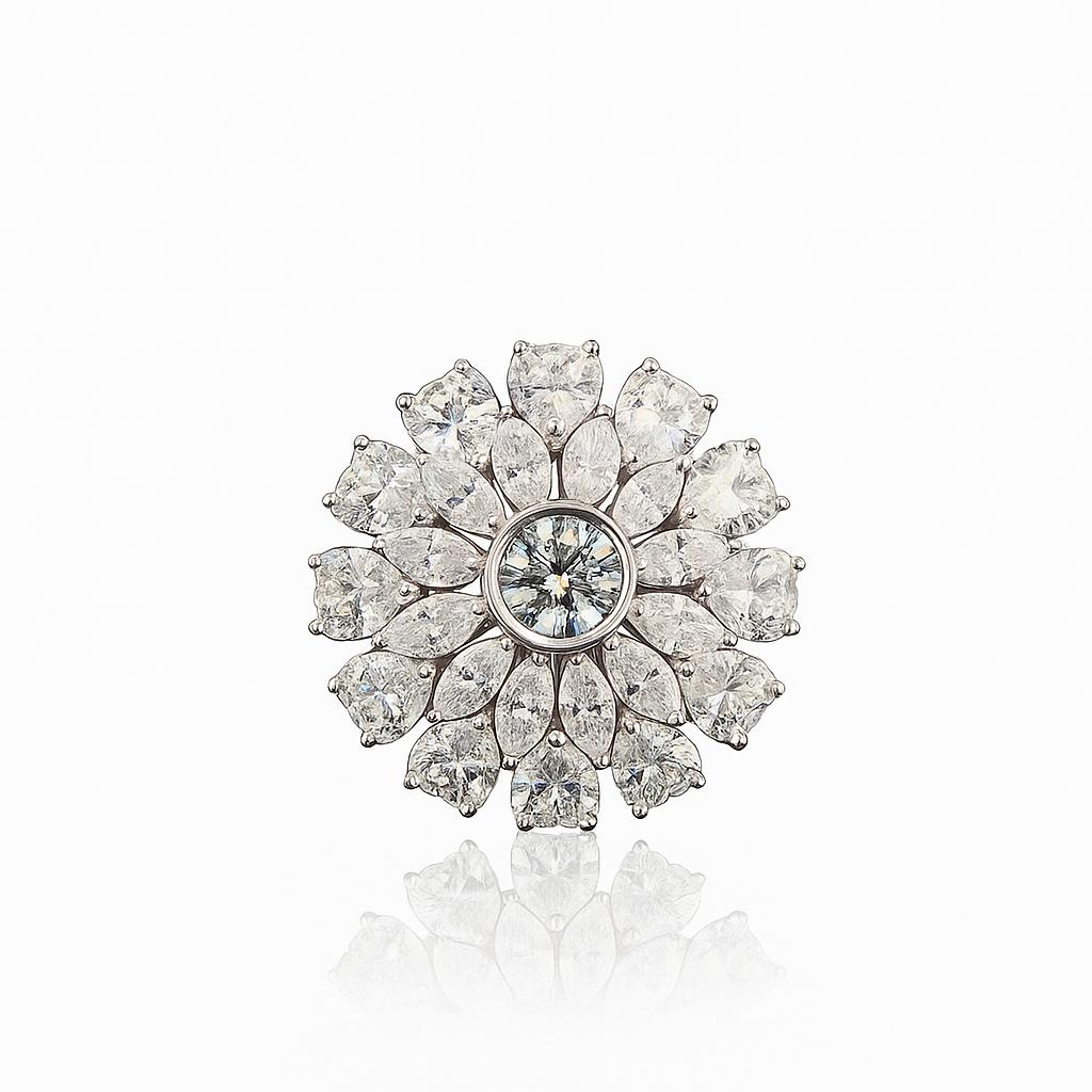 La DiaMantés | White Gold Diamond Floral Cluster Ring